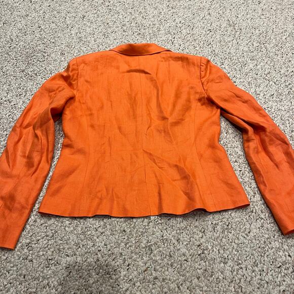 Lauren Ralph Lauren 100% Linen Blazer Orange Sz 4 Preppy Old Money Quiet Luxury - Picture 5 of 6